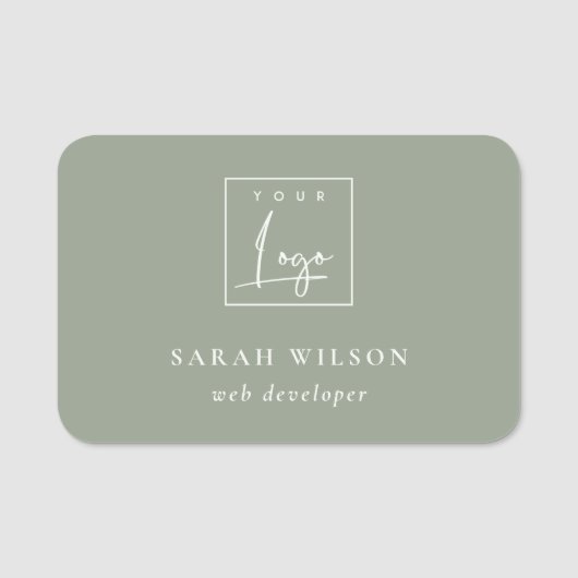 シンプル佐賀グリーンカスタムビジネスのロゴ 名札 (正面)