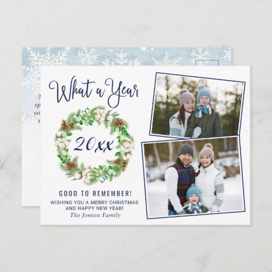 シンプル何と年のクリスマスの休日の挨拶 ポストカード (正面/裏面)