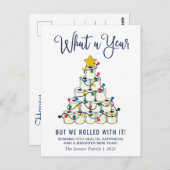 シンプル何と年のクリスマスの休日の挨拶 ポストカード (正面/裏面)