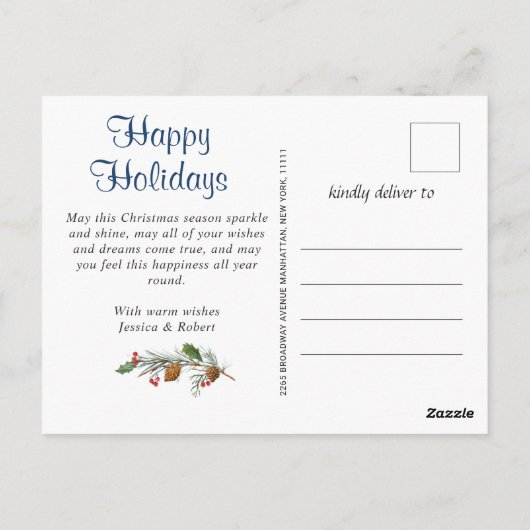 シンプル何と年のクリスマスの休日の挨拶 ポストカード (裏面)