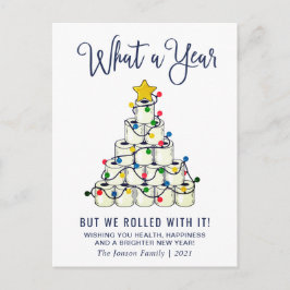 シンプル何と年のクリスマスの休日の挨拶 ポストカード