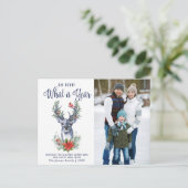 シンプル何と年のクリスマスの休日の挨拶 ポストカード (スタンド正面)