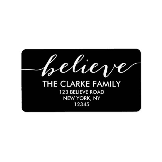 シンプル信じ白黒ホリディグリーティング ラベル (正面)