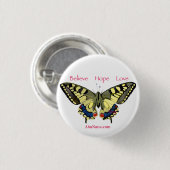 シンプル信じ，希望，愛，蝶 缶バッジ (正面&裏面)