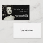 シンプル俳優の白黒フォトヘッドショット 名刺 (正面/裏面)