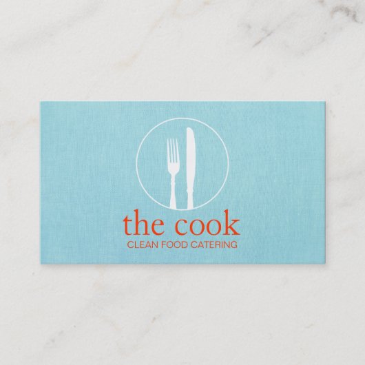 シンプル個人シェフモダンケータリングターコイズ 名刺 (正面)
