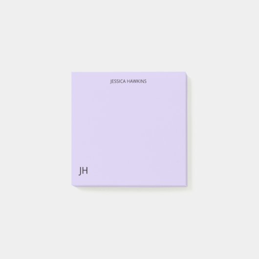 シンプル個人文房具モノグラムライトパープル ポストイット (正面)