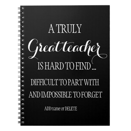 シンプル先生ノート白黒ギフト ノートブック (正面)