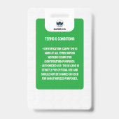 シンプル先生IDカード |緑のコラージュ学校ID バッジ (裏面)