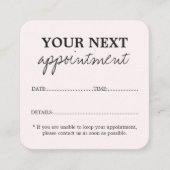 シンプル光エレガントピンク美しいサロン 予約カード (正面)