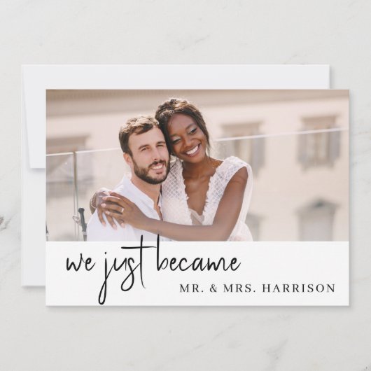 シンプル光エレガント披露宴たった今結婚しました 招待状 (正面)