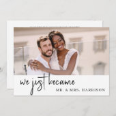 シンプル光エレガント披露宴たった今結婚しました 招待状 (正面/裏面)