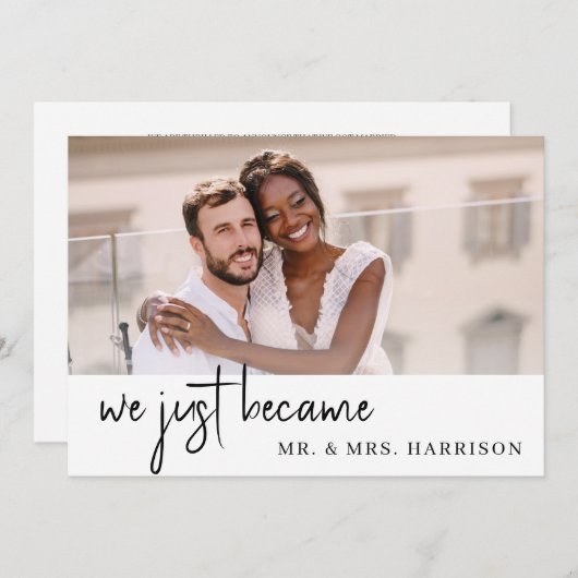 シンプル光エレガント披露宴たった今結婚しました 招待状 (正面/裏面)