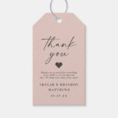 シンプル光エレガント赤面ピンク結婚の感謝 ギフトタグ (正面)
