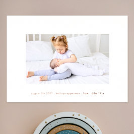 シンプル光ミニマル生まれたばかりのベビー誕生バラ金ゴールド 箔招待状