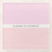 シンプル光モダンピンクとサンゴ ガラスコースター (正面)