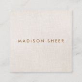 シンプル光モダンベージュリネンプロフェッショナル スクエア名刺 (正面)