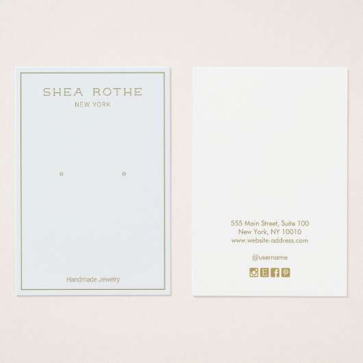 シンプル光モダン青色イヤリング表示カード (正面&裏面)