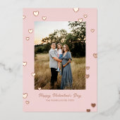 シンプル光沢のあるハート写真バレンタイン 箔シーズンカード (正面)