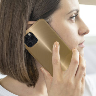 シンプル光沢のある金属フェイク金ゴールド背景 iPhone 15 PROケース