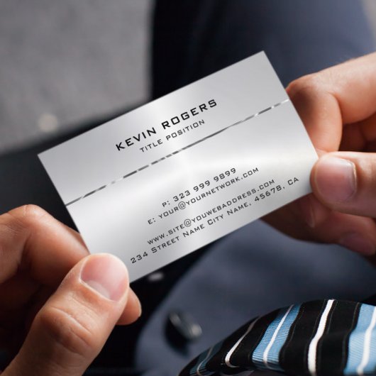 シンプル光沢フェイク金属銀デザイン 名刺