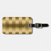 シンプル光沢金ゴールドのパタストライプーン ラゲッジタグ (正面横)