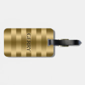 シンプル光沢金ゴールドのパタストライプーン ラゲッジタグ (裏面横)