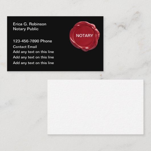 シンプル公証人公共ワックスシールテーマ 名刺 (正面/裏面)