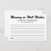 シンプル共有AメモリーまたはWell Wishes ノートカード (正面/裏面)