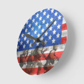 シンプル兵カラフル兵とアメリカ国旗 ラウンド壁時計 (傾斜)