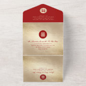 シンプル円二重の幸福中国の結婚の オールインワン招待状 (外側)