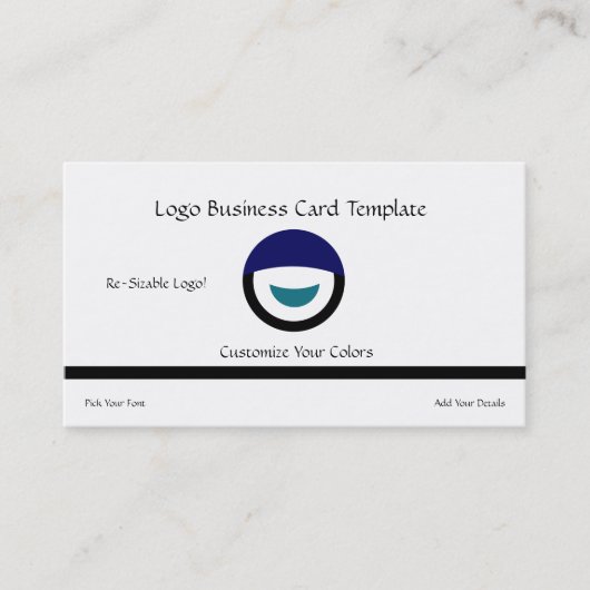 シンプル円顔&クレセント – 円ロゴ 名刺 (正面)