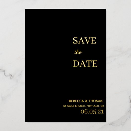 シンプル写エレガント真なし日付の保存 箔招待状 (正面)