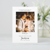 シンプル写エレガント真の緑の写真を含む結婚 サンキューカード (スタンド正面)