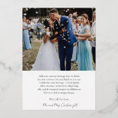 シンプル写エレガント真金ゴールド結婚サンキューカード 箔招待状 (裏面)