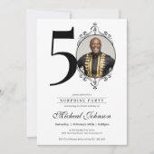シンプル写エレガント真50th誕生日驚きパーティー 招待状 (正面)