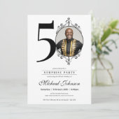 シンプル写エレガント真50th誕生日驚きパーティー 招待状 (スタンド正面)