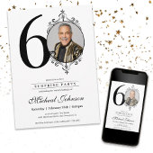 シンプル写エレガント真60th誕生日驚きパーティー 招待状