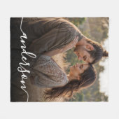 シンプル写エレガント真・脚本エレガント文字カスタム フリースブランケット (正面(横))