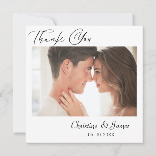 シンプル写カスタム真・書道文字感謝していユー 招待状 (正面)