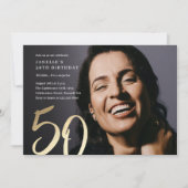 シンプル写モダン真50誕生日 招待状 (正面)