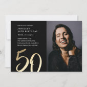 シンプル写モダン真50誕生日 招待状 (正面)