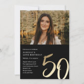 シンプル写モダン真50誕生日 招待状 (正面)