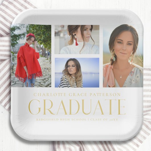 シンプル写数々の画卒業パーティー ペーパープレート