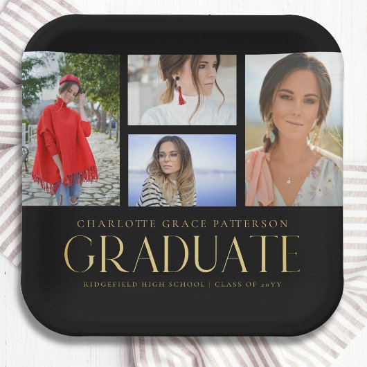 シンプル写数々の画卒業パーティー ペーパープレート