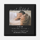 シンプル写真お洒落ブラックウェディング日付を保存 マグネット (正面)