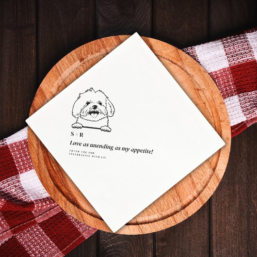 シンプル写真かわいいおもしろいドッグペットズ結婚ー スタンダードカクテルナプキン