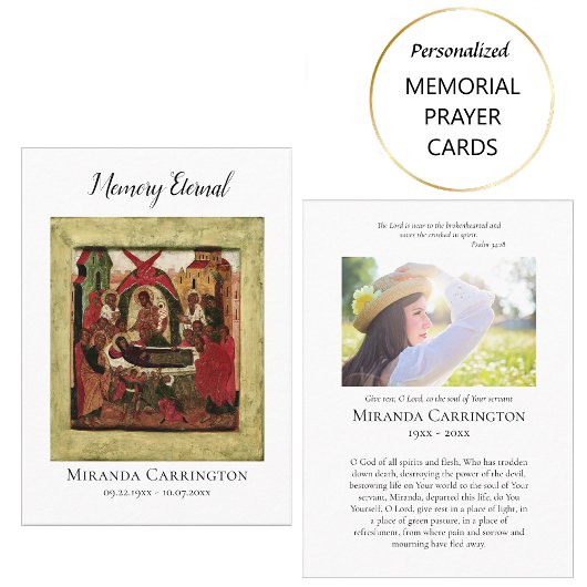 シンプル写真とアイコン追悼式祈りの言葉カード プレイスカード