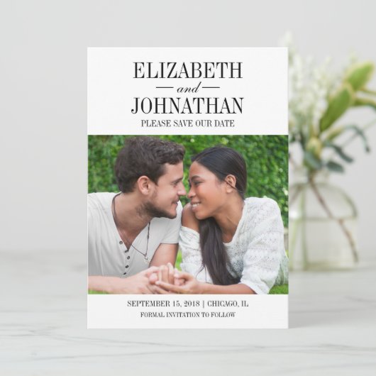 シンプル写真とエレガント日付カードの保存 セーブザデート (スタンド正面)