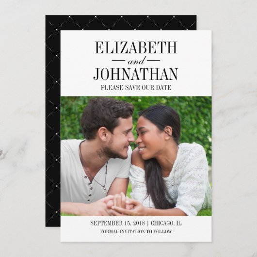 シンプル写真とエレガント日付カードの保存 セーブザデート (正面/裏面)